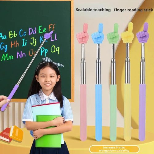 Telescopic finger‑tip pointer — durable steel extendable teaching & presentation rod for classroom and office