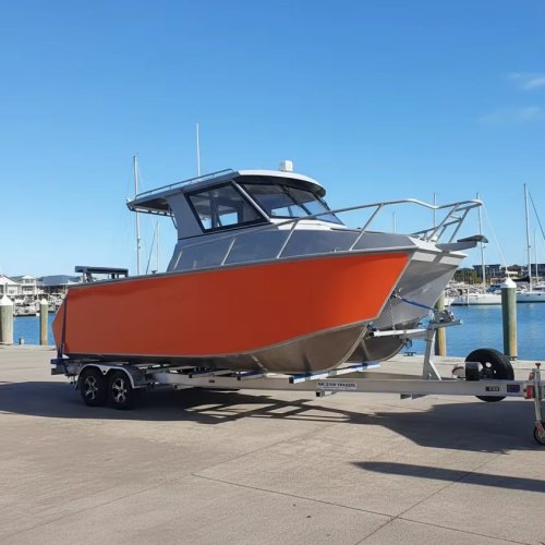 溶接アルミ製カタマラン 7.3m（24ft）- ツインハルの釣り・スポーツクルージング用レジャーヨット