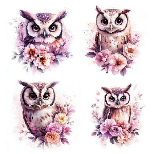 สติ๊กเกอร์ติดผนังรูปนกเค้าแมวลายดอกไม้สีชมพู กาวในตัว ถอดออกได้ เหมาะสำหรับห้องน้ำ/โถส้วม ห้องนั่งเล่น ห้องนอน และรถยนต์