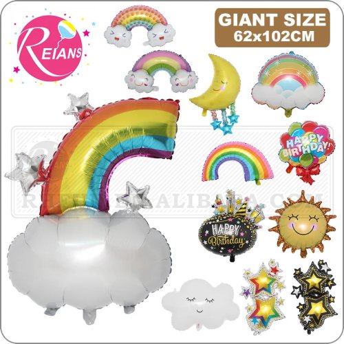 Globos foil en forma de arcoíris, nube, luna y estrella — globos de helio para baby shower, cumpleaños, fiesta, decoración navideña, juguete hinchable para niños