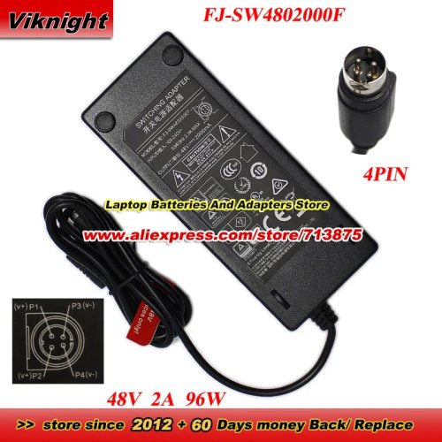 محول طاقة AC موديل FJ-SW4802000F 48V 2A 96W مع موصل 4 دبابيس