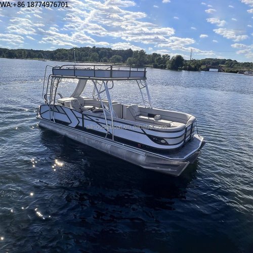Allhouse 2025 Ponton memancing kustom 31 kaki, lapis ganda aluminium–fiberglass dengan bak ikan (livewell)
