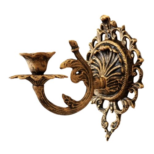 Applique murale en fonte, style vintage aristocratique, finition vieillie — porte-bougie décoratif au style rustique/gothique pour chambre