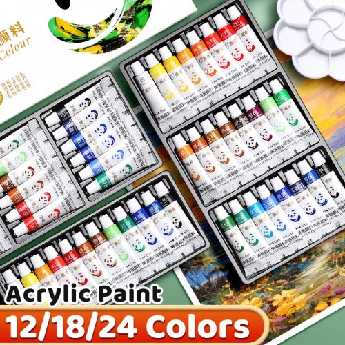 Set de pintura acrílica 12/18/24 colores 5 ml (0.17 oz) – A prueba de agua, pigmentos intensos, portátil para manualidades, lienzo y pintura en roca