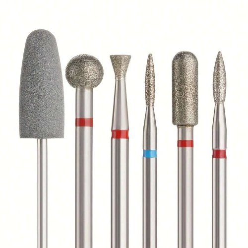 6pcs Diamond Nail Drill Bits Set – Sanding & Polishing Cuticle Heads for Electric Manicure, Acrylic Removal