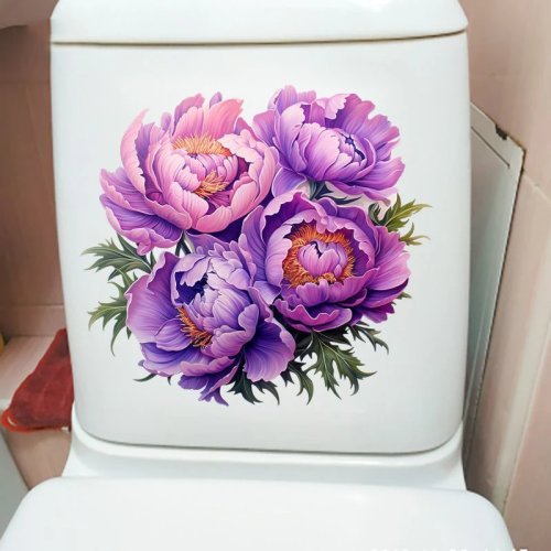 Adesivo murale Peonia viola, autoadesivo — Decorazione per bagno, WC, soggiorno e mobili