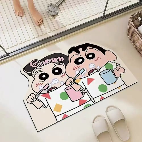 Tapis de bain absorbant séchage rapide motif dessin animé/anime — doux et confortable, tapis de douche, idée cadeau maison