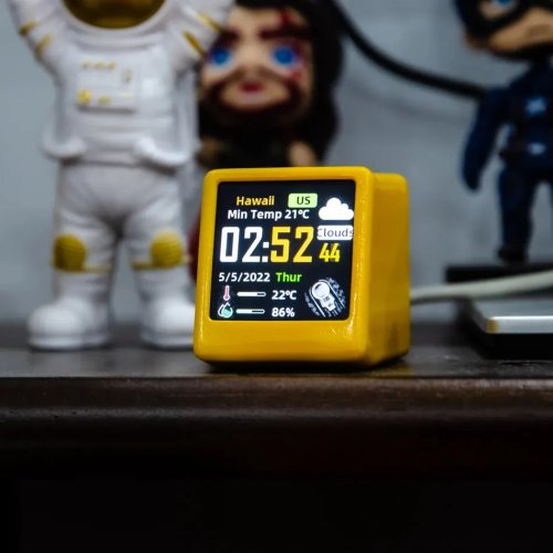 GeekMagic Mini WLAN‑Wetterstation mit Digitaluhr und IPS‑LCD — Kompaktes Temperatur‑ und Feuchte‑Display, dekorative Schreibtischuhr