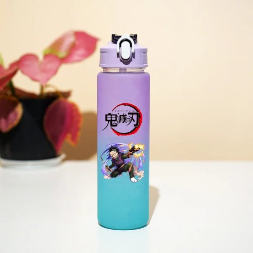 鬼滅の刃 グラデーション スポーツボトル 750ml ストロー付き 可愛い動物デザイン 子供用 携帯用