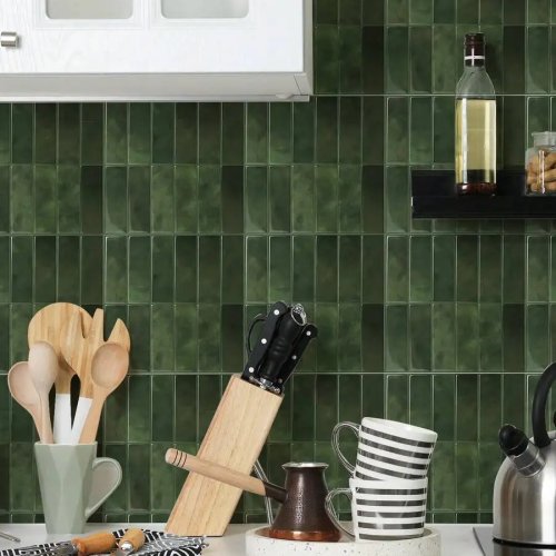 Papel pintado autoadhesivo estilo Morandi con patrón de azulejos, 1 rollo — impermeable, resistente a grasas, fácil de limpiar, resistente al calor