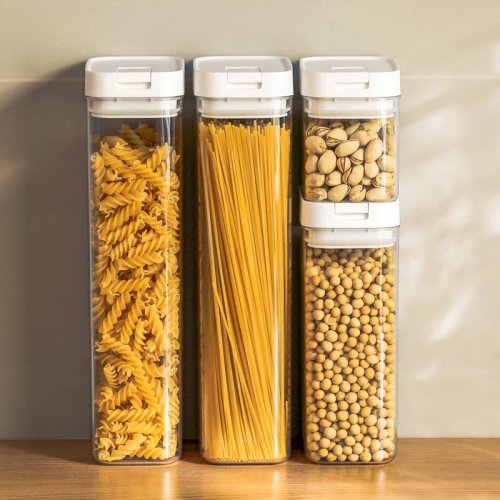 Recipiente transparente de plástico para massa – Frasco hermético para esparguete, à prova de humidade, para comida de cozinha