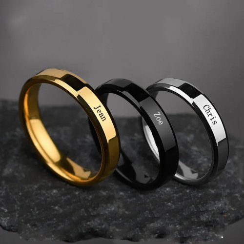 名入れ刻印ステンレスリング 6mm（カップル用／ハート・記念日刻印）
