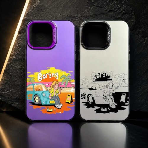 Funda para iPhone 11/12/13/14/15/16/17 Pro Max – estilo cómic urbano, TPU efecto aurora, delgada y resistente a impactos