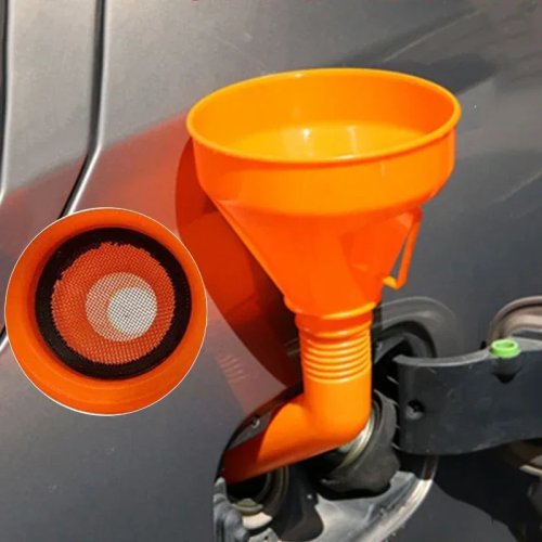 Einfülltrichter mit Filter — langer Ausguss für Benzin und Motoröl, Einfüllhilfe für Auto & Motorrad