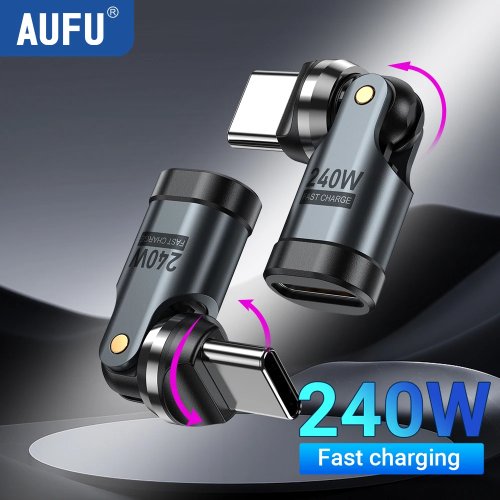 AUFU PD 240W USB-C naar USB-C OTG adapterkabel, 540° draaibaar, 5A snelladen, converter voor iPhone 16, MacBook, Samsung, Xiaomi en laptops