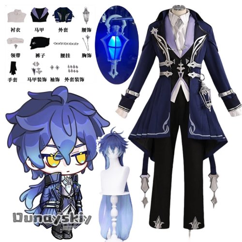 Kostum Cosplay Genshin Impact - Jaket Ksatria & Jubah, Set (S-2XL)