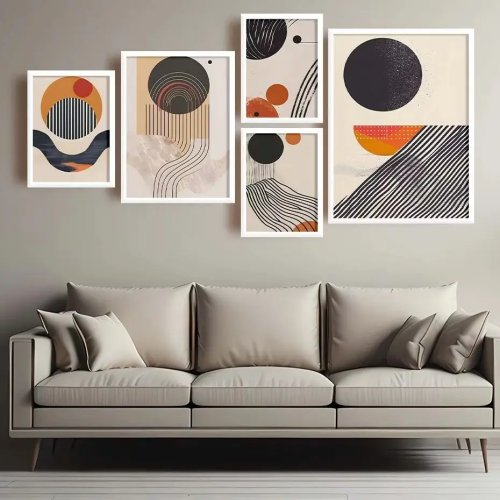 Cuadro lienzo geométrico abstracto, estilo moderno/vintage — póster para decoración de pared del salón