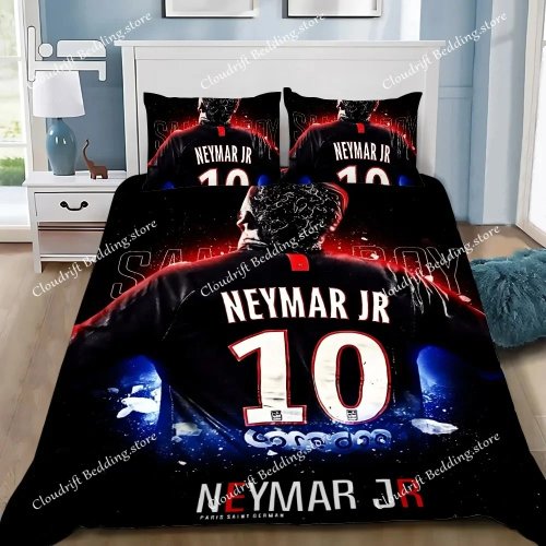 Set Copripiumino Neymar Calcio + Federa – Completo letto singolo/matrimoniale, arredo camera, regalo per bambini e adulti