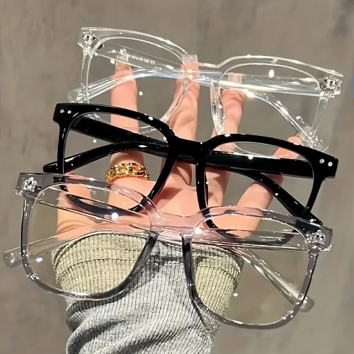 Modebrille mit eckigem Gestell – schwarzer Rahmen, klare Gläser, Campus-Style, 1 Paar