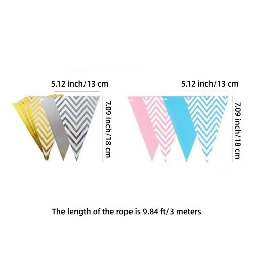 Chevron triangle paper pennant banner — premium double-sided triangle flag bunting garland for indoor decor