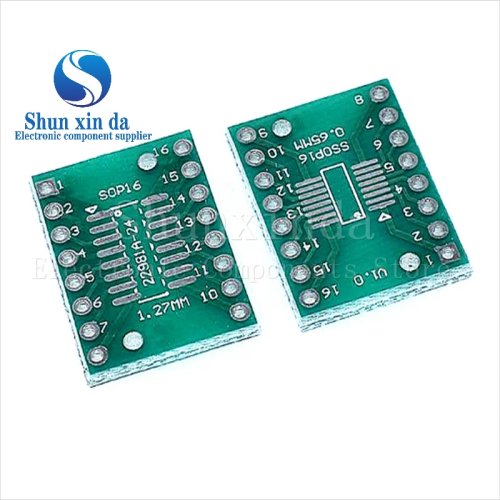 Kit 10 placas adaptadoras PCB TSSOP16/SOP16/SSOP16 a DIP16, paso 0.65/1.27 mm