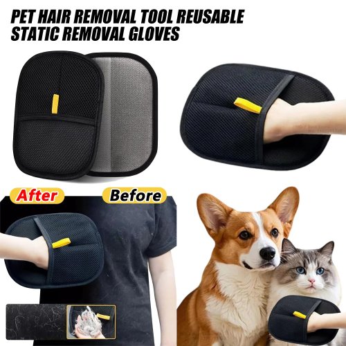 Fellpflege-Handschuhe zur Haarentfernung – wiederverwendbar, antistatisch, sammelt Tierhaare (Hund/Katze)