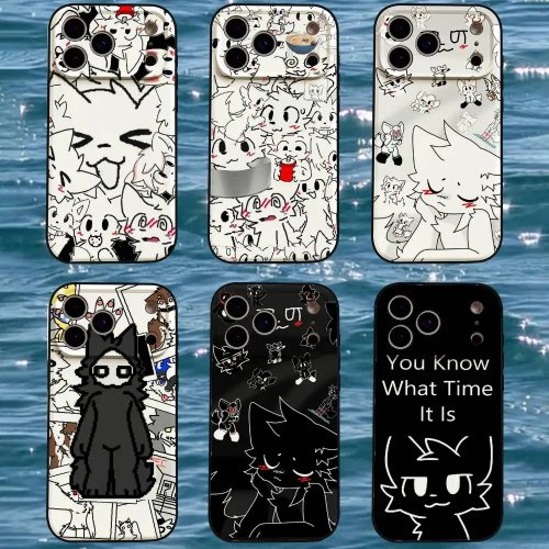 iPhone 17/16/15/14/13/12/11/X/XR/XS/Plus/Pro/Pro Max/Mini용 'Cute Boykisser' 소프트 블랙 실리콘 케이스