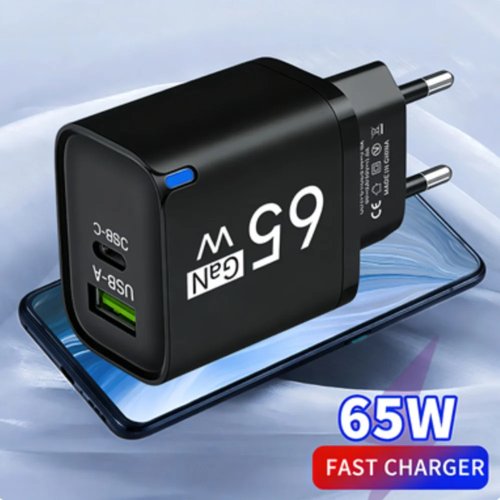 65W USB-C Fast Charger PD Wall Adapter — Type‑C Quick Charge for iPhone, Huawei, Xiaomi, Samsung, OnePlus, Honor