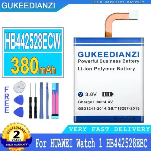 Batteria di ricambio per Huawei Watch 1 (HB442528EBC / HB442528ECW) — 380 mAh, ad alta efficienza