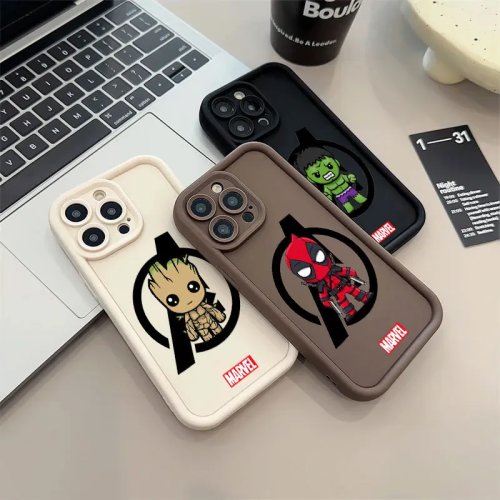 Silikonowe etui Marvel Avengers z Groot i Deadpool, urocze, pasuje do Apple iPhone 11/12/13/14/15/16/16E/16 Plus/17/17 Pro/17 Pro Max/17 Air