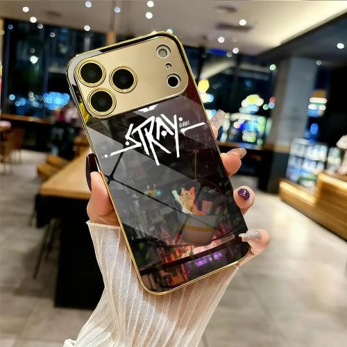 Etui S-Stray w stylu gaming dla iPhone 12-17 (w tym Pro/Max/Plus) — metalowy bumper z powłoką, odporny na wstrząsy