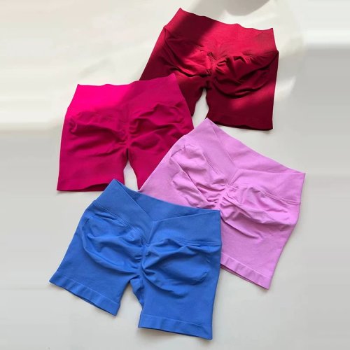 Women's High-Waist V-Shaped Butt-Lifting Yoga Shorts — Tight Fit, 3-Panel Fitness Shorts