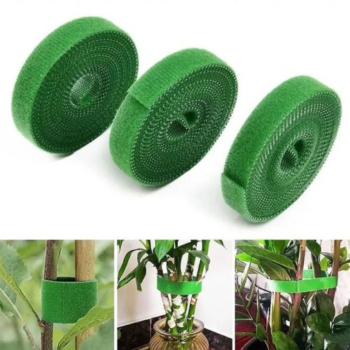 Sujetadores reutilizables de nylon para plantas, cinta autoadherente verde para jardín y casa