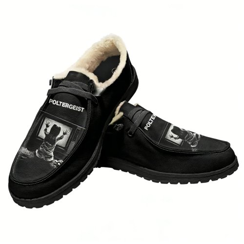 Scarpe basse in velluto Poltergeist unisex, calde e leggere, per interno/esterno, stampa personalizzabile — per coppia