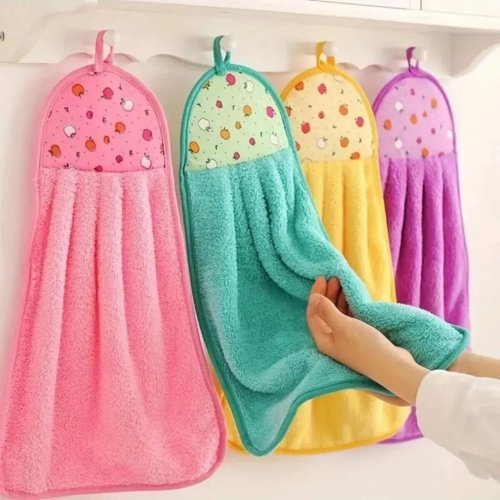 Mikrofaser hängende Handtuch-Set mit Schlaufe – saugfähig, schnelltrocknend, fusselfrei, platzsparend, rustikaler Landhaus-Stil für Küche & Bad