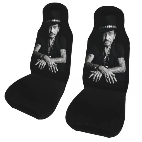 Sarung jok mobil universal Johnny Hallyday, poliester – desain 'legenda musik', cocok untuk sebagian besar mobil