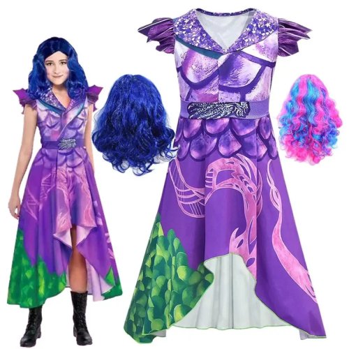 Детский костюм Descendants 3 — Evie, комплект (платье/топ и брюки) для девочек, Хэллоуин/карнавал
