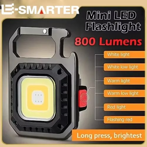 Mini latarka LED COB z magnesem - 800 lm, ładowana przez USB, 7 trybów, latarka kieszonkowa do biwaku i pracy