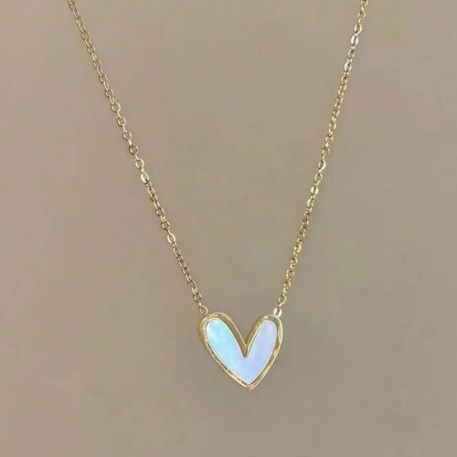 非対称ゴールドハートペンダントネックレス、華奢でミニマルな鎖骨チェーン、万能デザイン（1点）