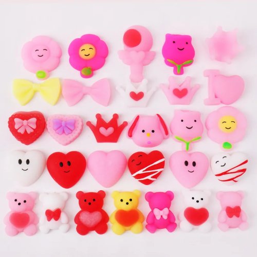 Juguete antiestrés para San Valentín con música — adorable para apretar en forma de rosa/oso/dumpling