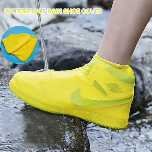 1 par de cubrezapatos de silicona impermeables — cubrecalzado antideslizante para lluvia, reutilizables