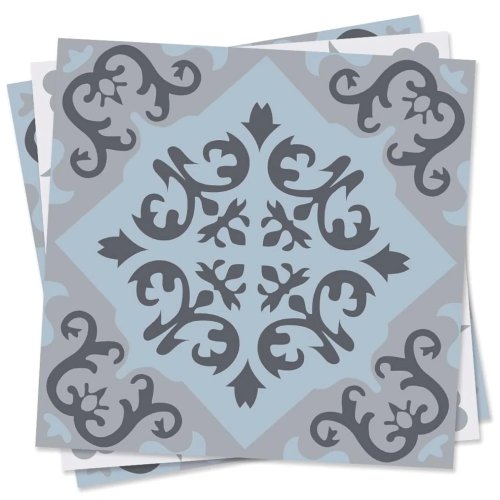 Sticker carrelage PVC autocollant — étanche et résistant aux graisses, motif bleu méditerranéen pour salle de bain et cuisine (décoration murale DIY)