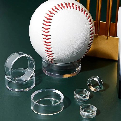 Clear Softball/Baseball Display Rack — Acrylic Ball Holder Rings for Storage & Display
