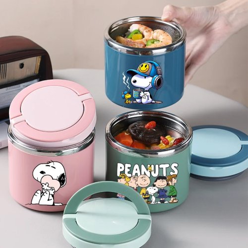 Hộp giữ nhiệt thức ăn Snoopy 630 ml inox – Bình giữ nóng cho súp và cơm trưa đi học, đi làm