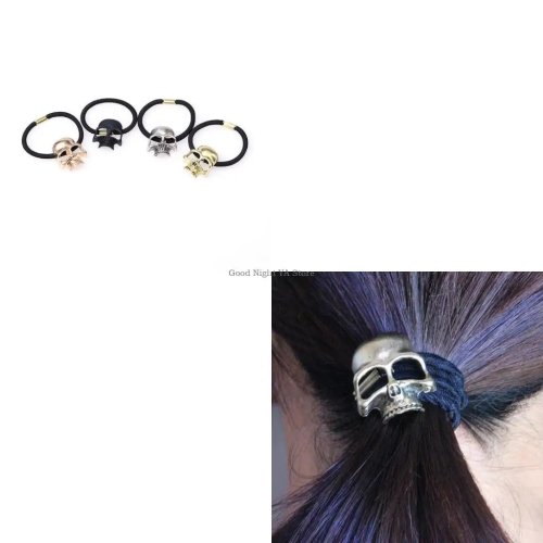 Scrunchie caveira (Halloween) – elástico de cabelo para rabo de cavalo
