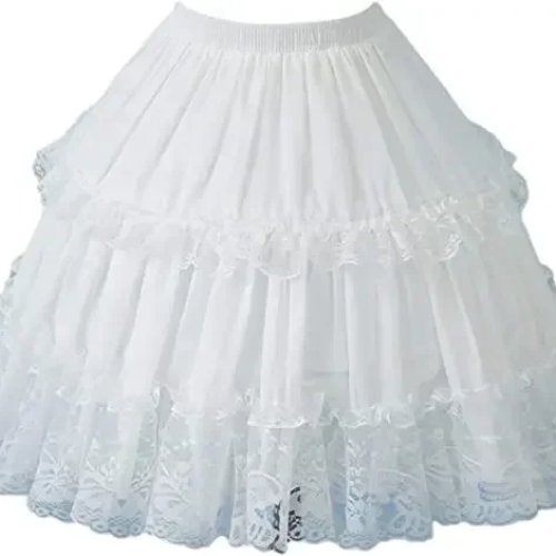 Enagua corta para niña estilo Lolita con encaje, blanco, cintura elástica