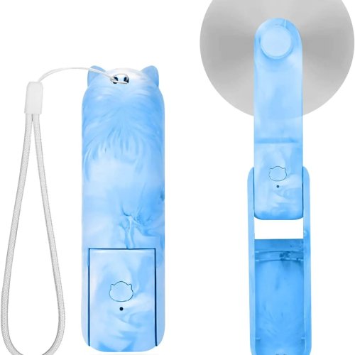 미니 휴대용 핸드팬 — USB 충전식, 접이식, 휴대용 포켓 선풍기 겸 보조배터리 기능