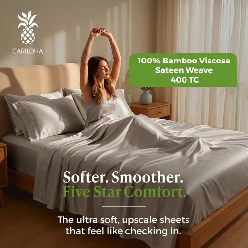 4-delige sateen-lakenset King 'Harbor Gray' - viscose, hypoallergeen, natuurlijk thermoregulerend, extra zacht en koelend
