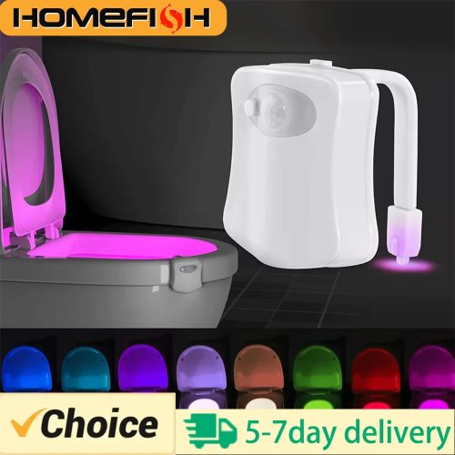 Wireless Motion Sensor RGB LED Night Light – 8 Colors, Bathroom/Toilet Ambient Lamp