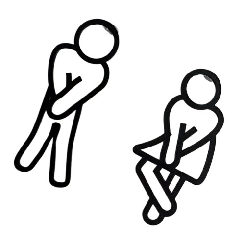 남녀용 재밌는 화장실 표지판 — 2D 플랫 도어 스티커/벽 스티커(식당·호텔·카페용)